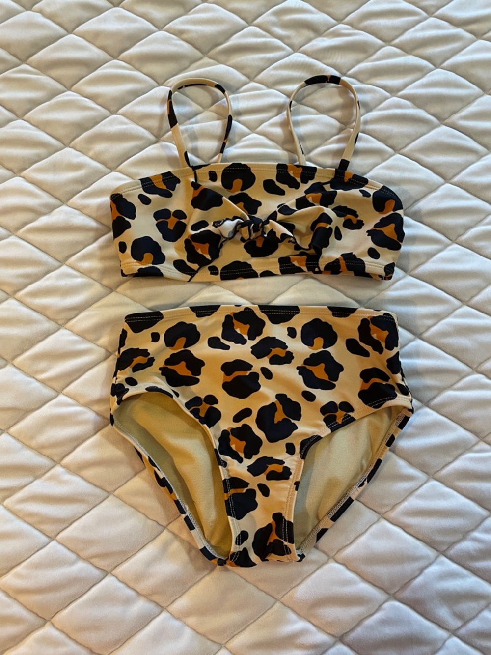 Leopard Print High-Waist Bikini Set - Girls